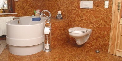 Пробковые покрытия в ванной комнате: преимущества, фото, уход